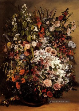 Blumenstrauß der Blumen in einer Vase Gustave Courbet Blumen Ölgemälde